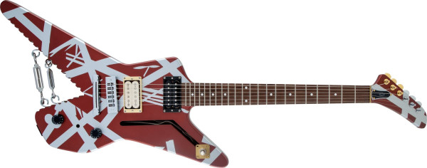 EVH Striped Series Shark Burgundy with Silver Stripes