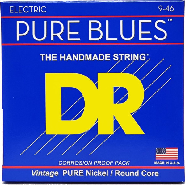 DR PHR-9/46 Pure Blues Light to Medium 009-046 Pure Nickel Electric Guitar Strings